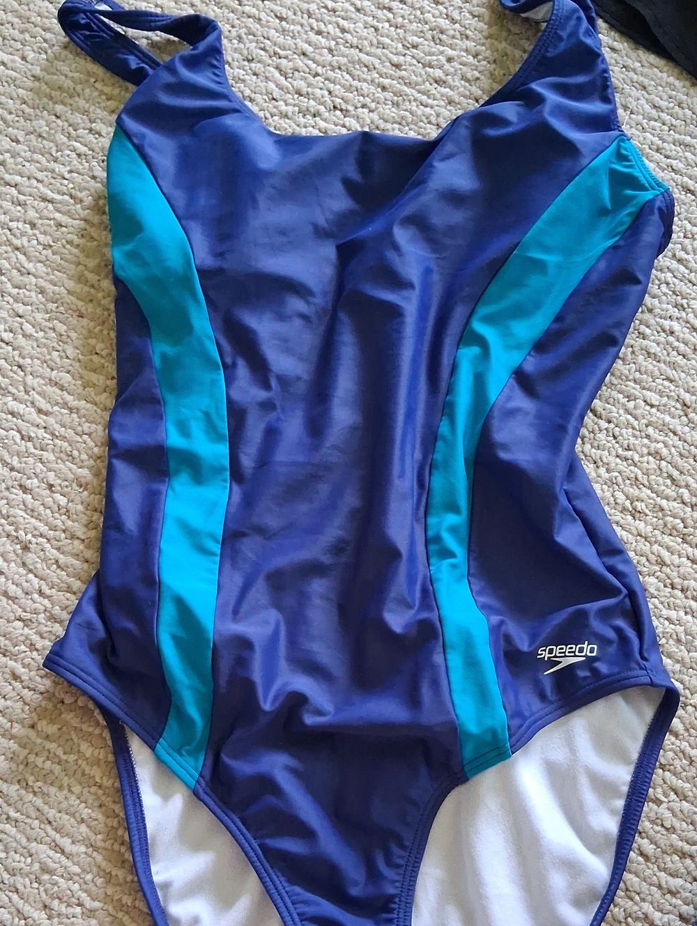 Speedo Navy and Teal Colorblock One-Piece Swimsuit M
